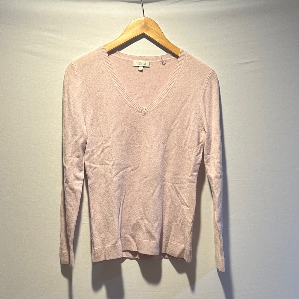 Pink Cashmere V Neck Sweater